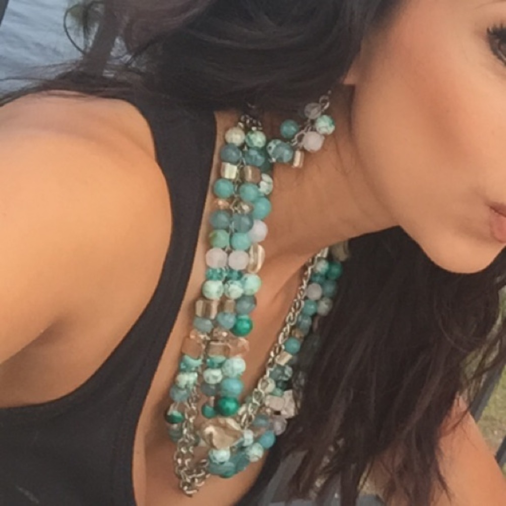 Layered beaded necklace and earring set